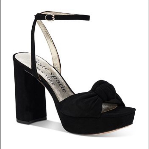 kate spade Shoes - Kate Spade Confetti Black Suede Platform Heels NEW Block Heel Size 10